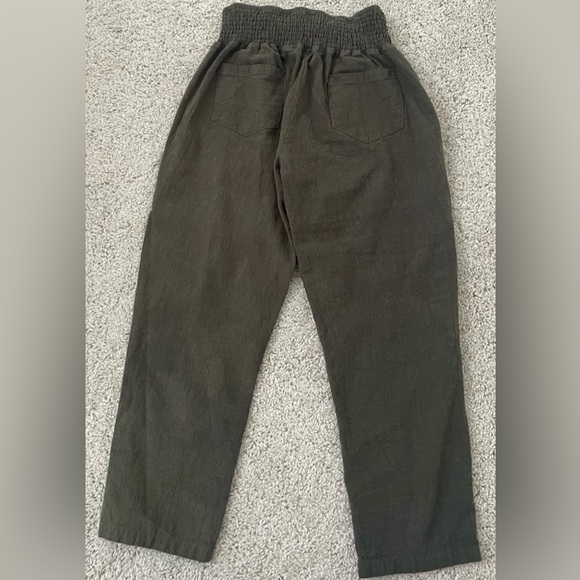 Emme Everyday Transitional Maternity Smocked Linen Pant - Olive - M - Picture 3 of 3